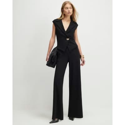 Black Cap Sleeve Wide Leg Jumpsuit