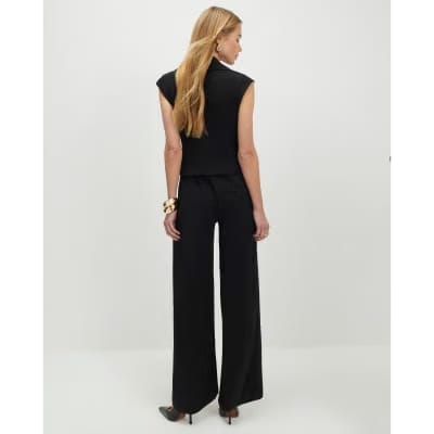 Black Cap Sleeve Wide Leg Jumpsuit