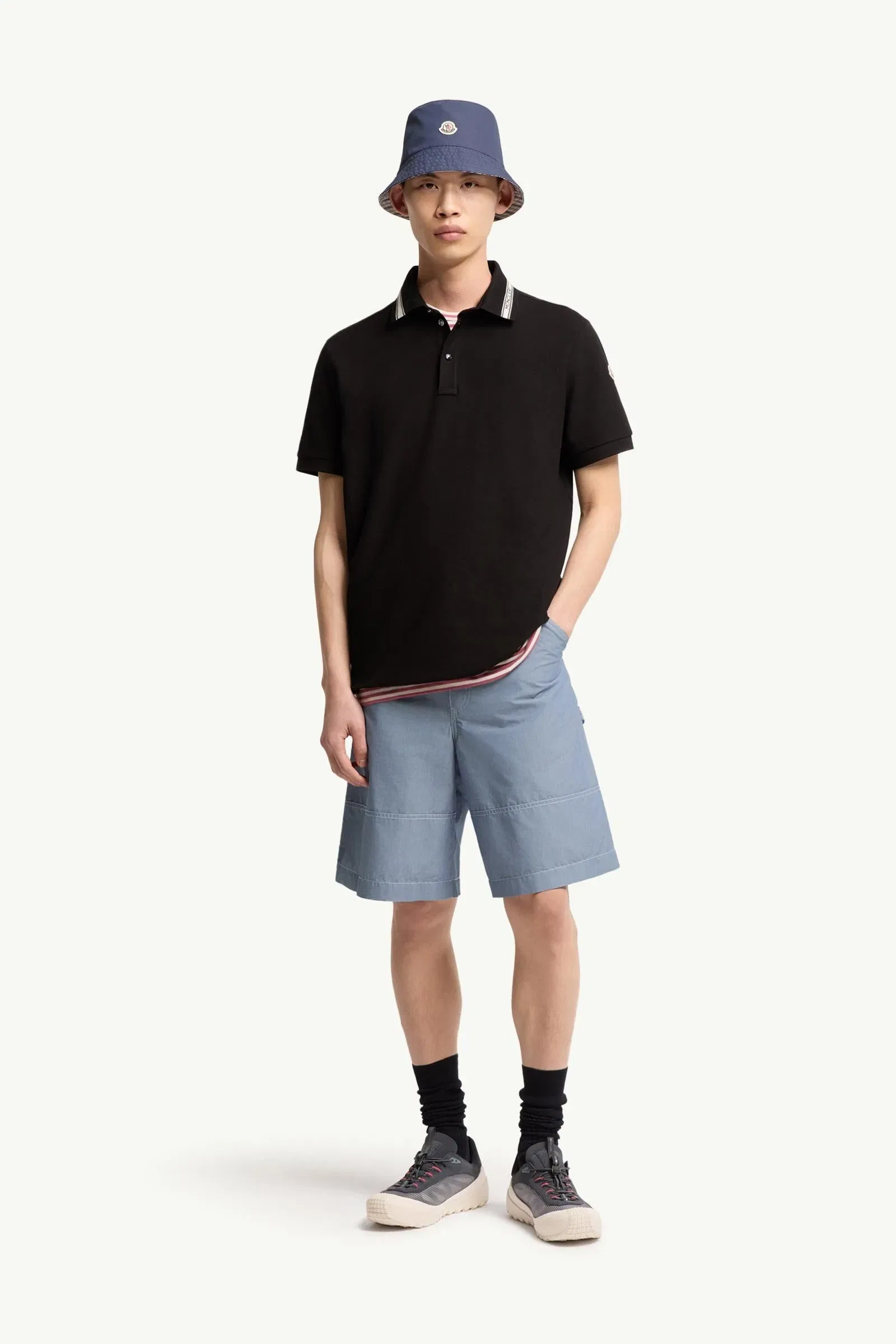 Moncler Cotton Piquet Polo Shirt Black Black