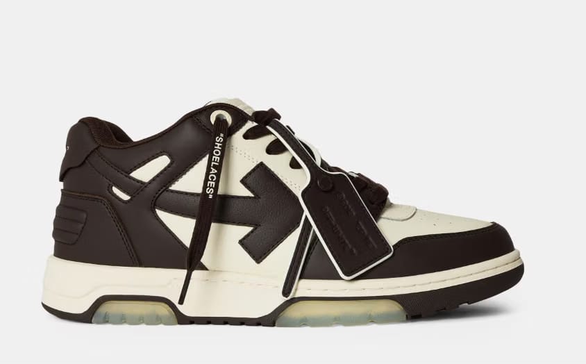 OFF WHITE Men's Out Of Office Classic Trainers, Trademark Branding 'White/Choc'