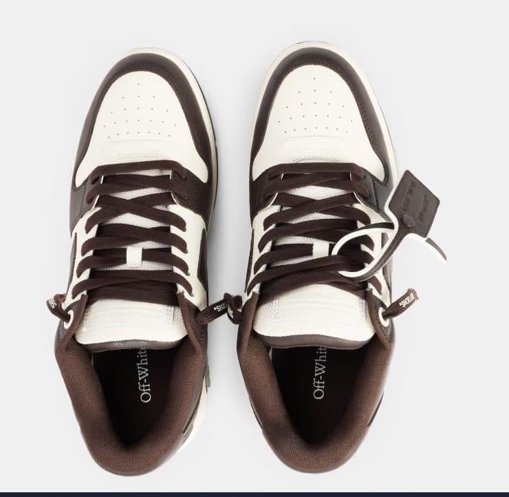 OFF WHITE Men's Out Of Office Classic Trainers, Trademark Branding 'White/Choc'