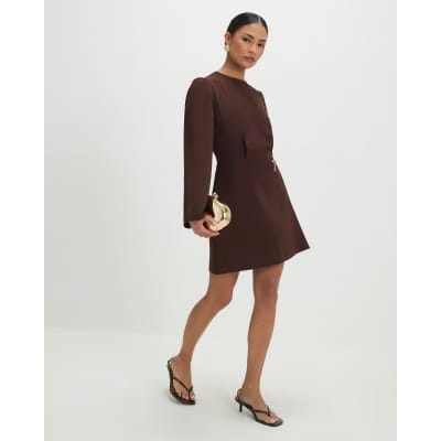 Petite Brown Snaffle Detail Mini Dress