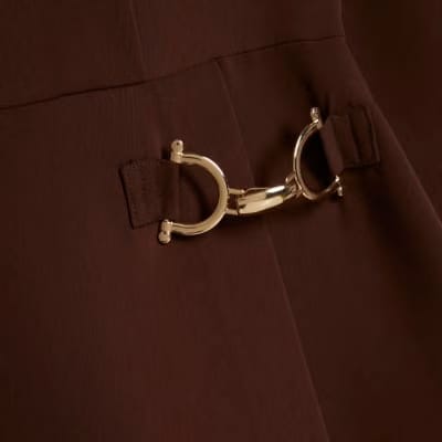 Petite Brown Snaffle Detail Mini Dress