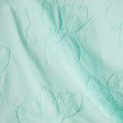 Blue Floral 3D Embroidered Tank Top