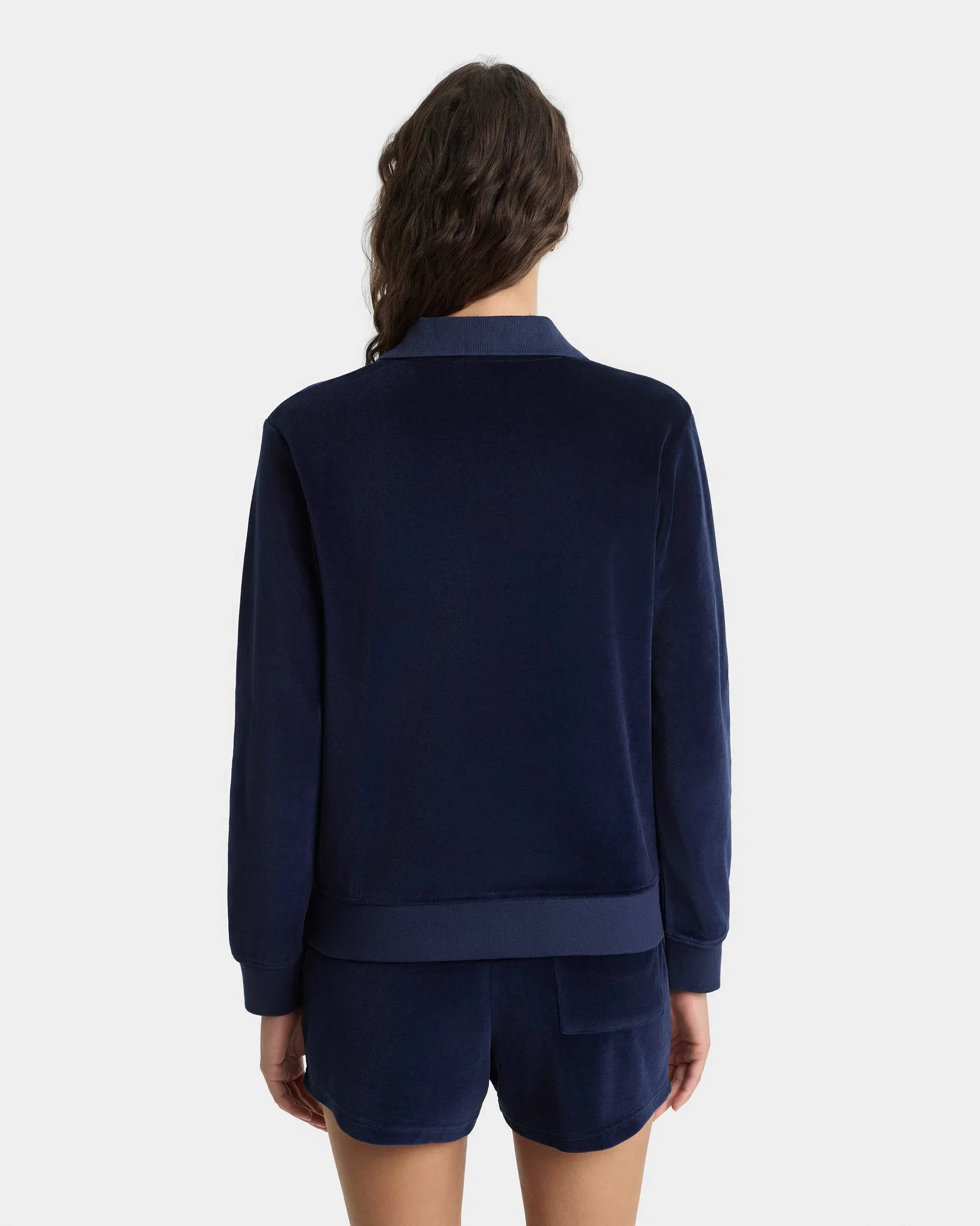 Crown Tennis Velour Polo - Navy/Ecru