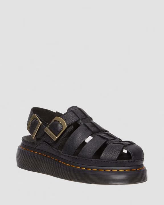 Dr Martens Wrenlie Grizzly Leather Fisherman Sandals Black