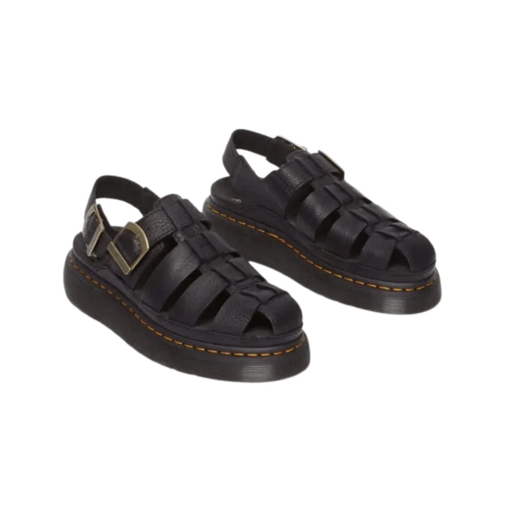 Dr Martens Wrenlie Grizzly Leather Fisherman Sandals Black