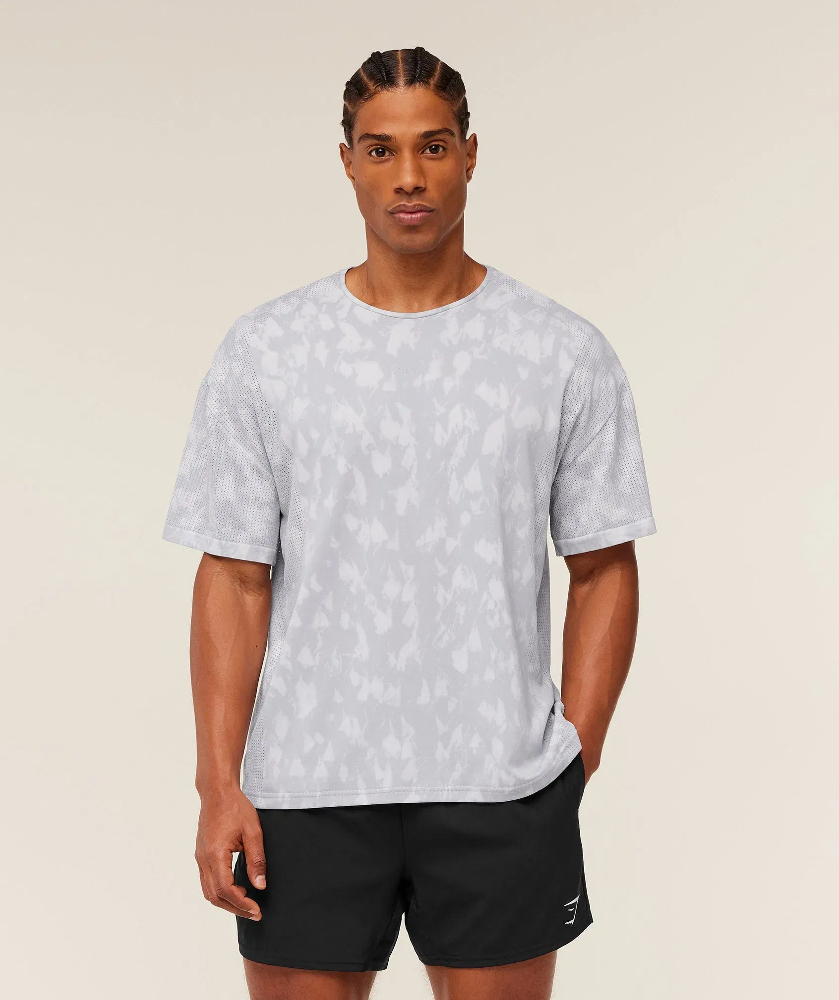 Gymshark Distance Seamless T-Shirt - Light Grey / Light Grey / ACID WASH