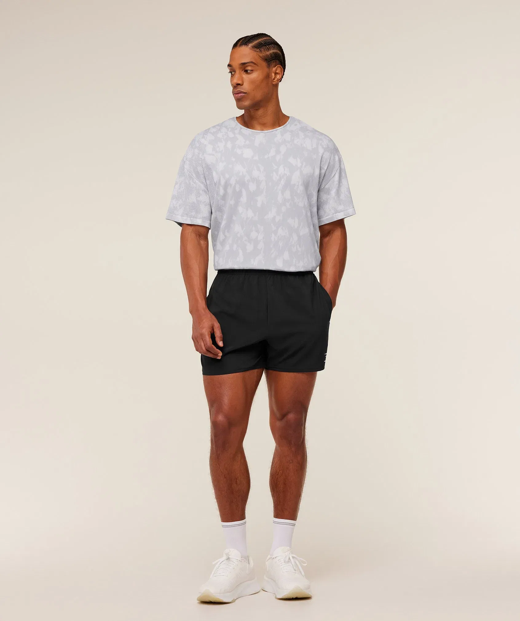 Gymshark Distance Seamless T-Shirt -  Light Grey /  Light Grey / ACID WASH