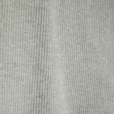 Grey Short Sleeve High V Neck Ribbed Top