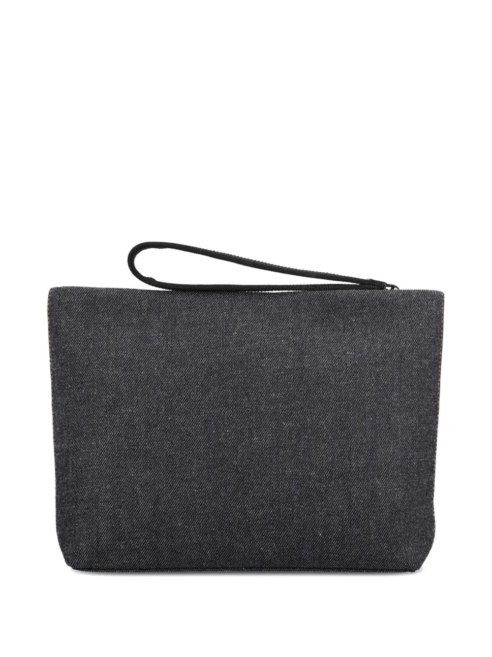 logo-print denim clutch bag