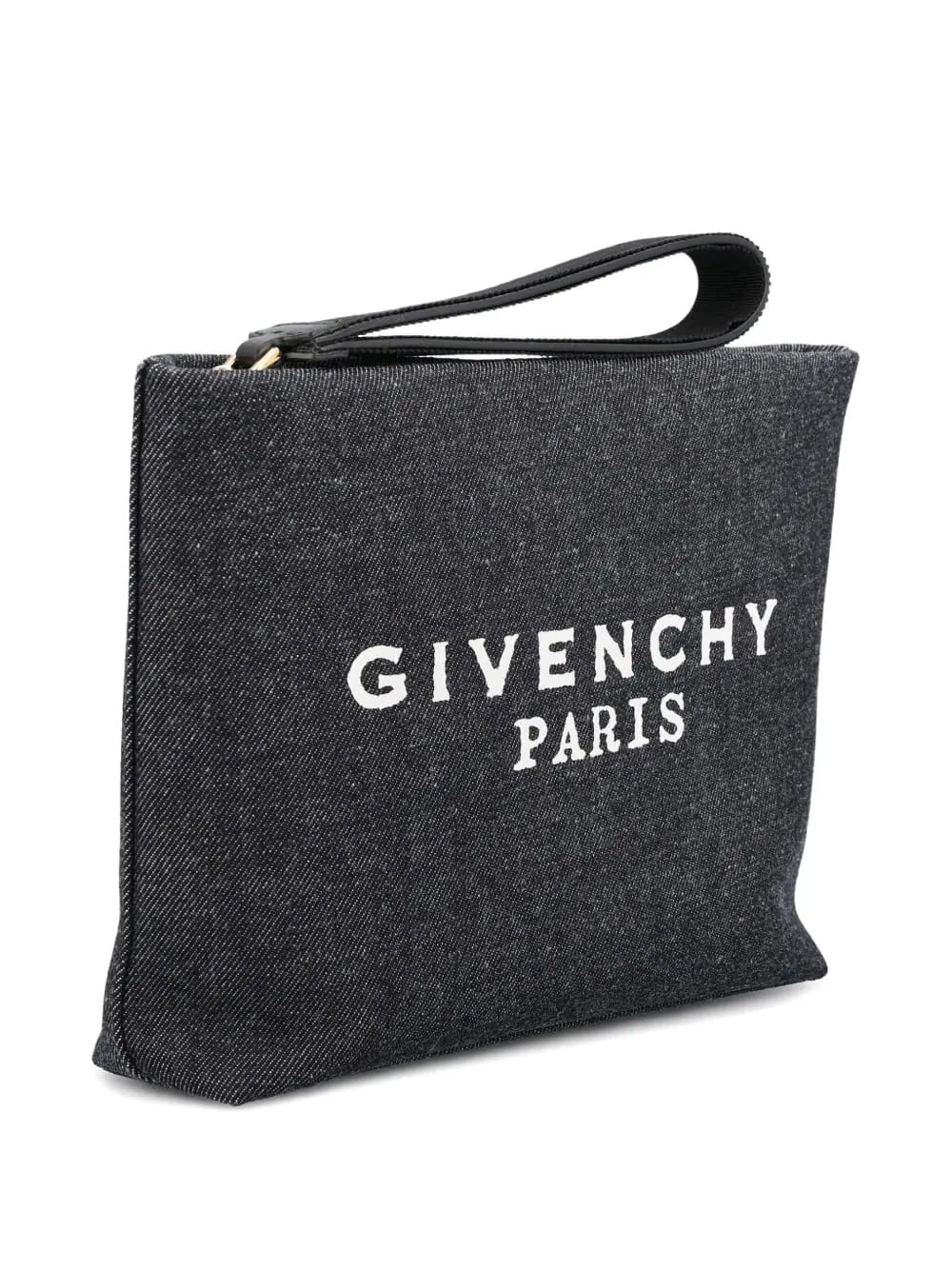 logo-print denim clutch bag