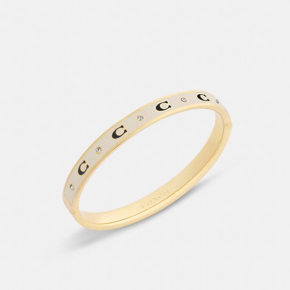 Coach Repeated C Hinged Bangle Gold Chalk