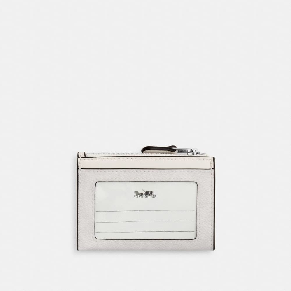 Coach Mini Skinny Id Case In Signature Canvas Silver White Chalk