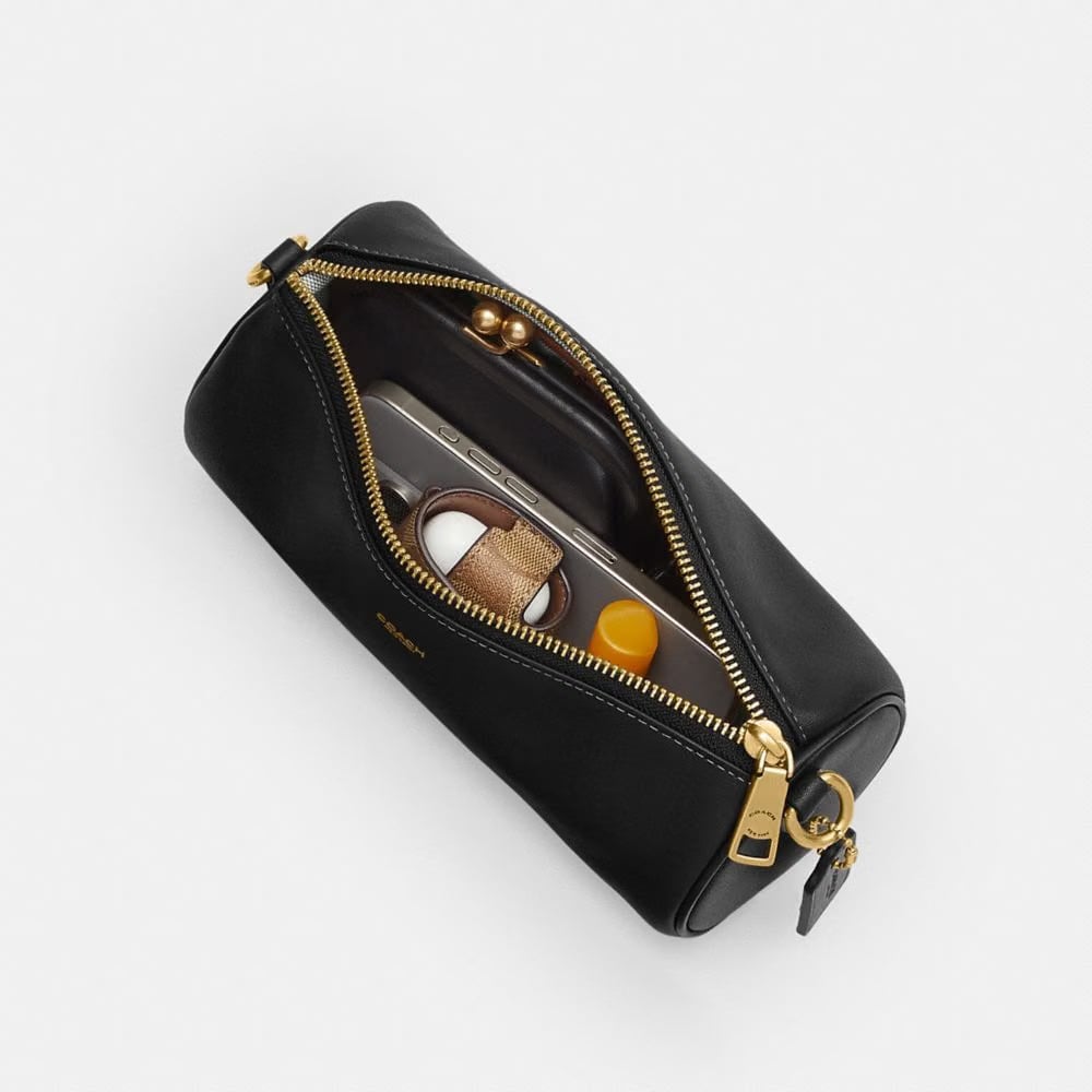 Coach Barrel Bag Brass Black