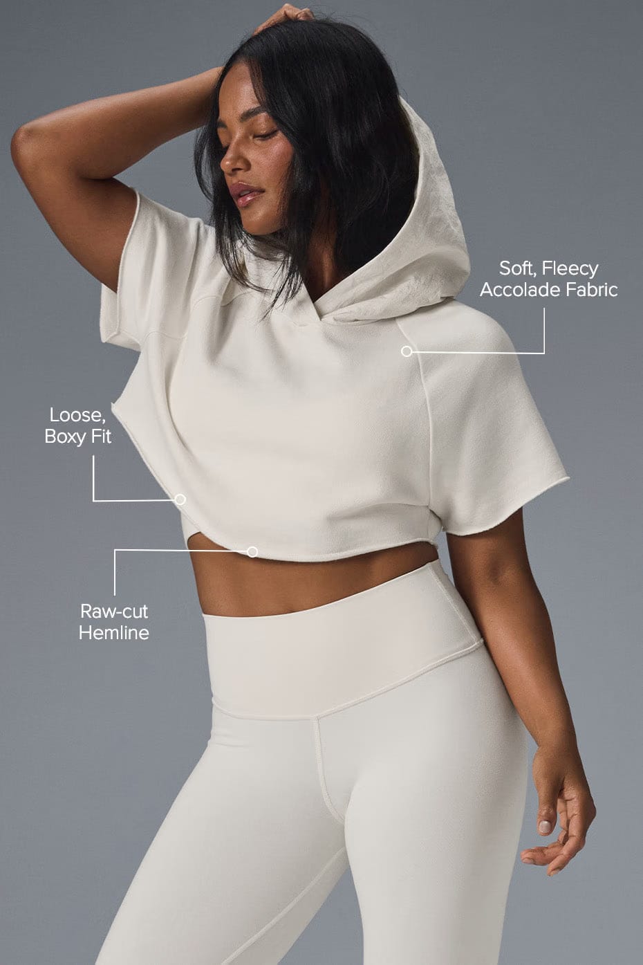 Cropped In The Air Short Sleeve Hoodie