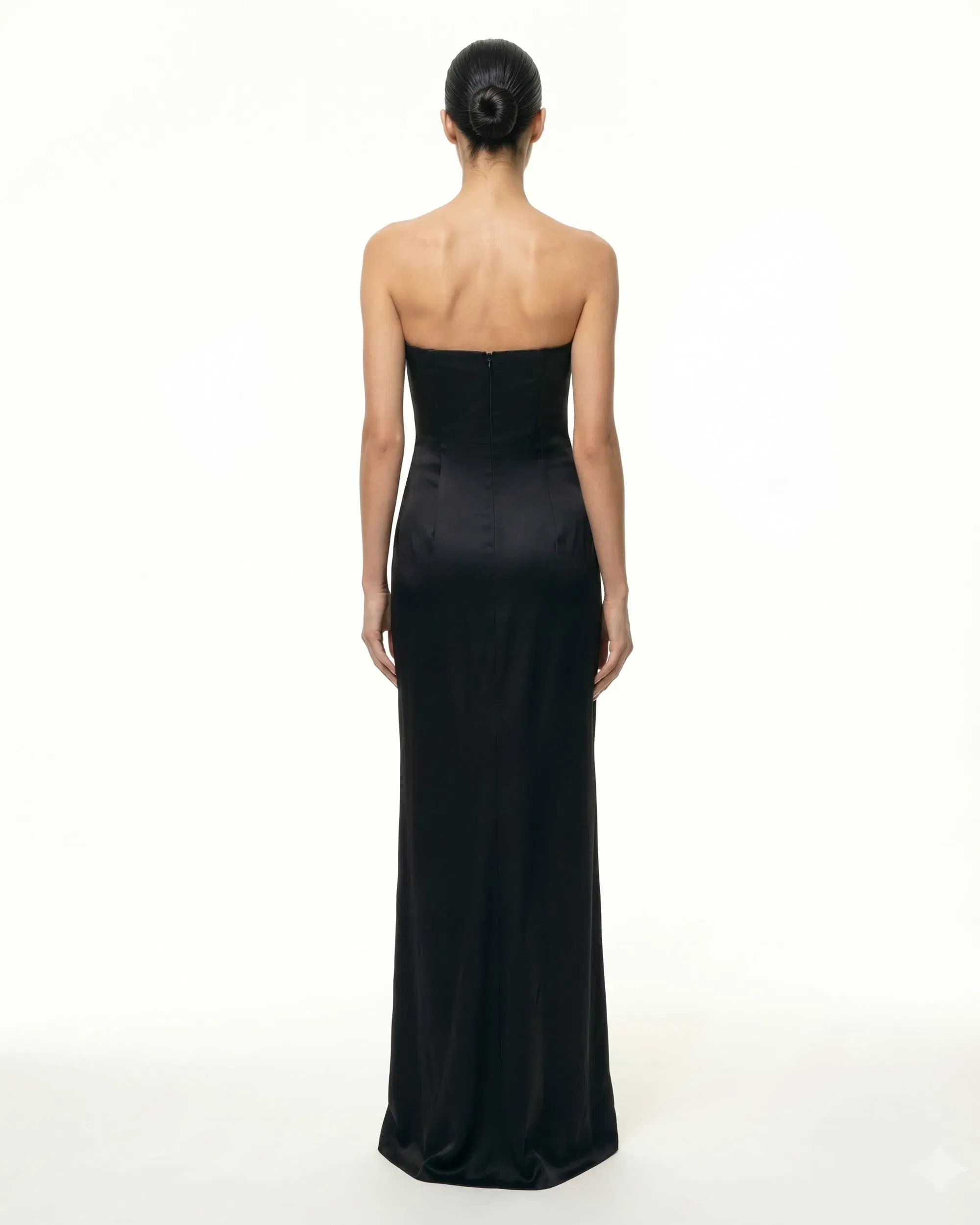 Iris Floral-Appliqué Strapless Maxi Dress - Black