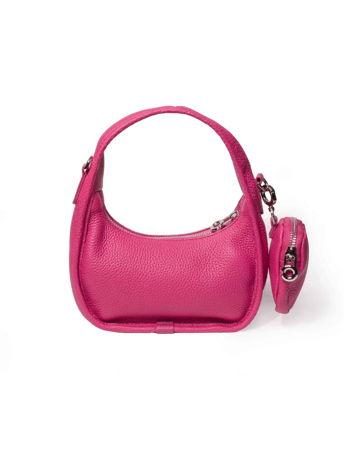 Jolie - Ladies Leather Hobo With Hanging Airpod Case | Fuchsia