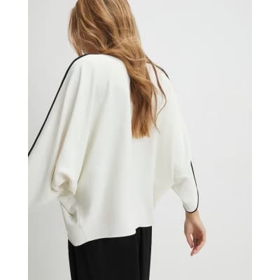 Cream Tipped Batwing Sleeve Top