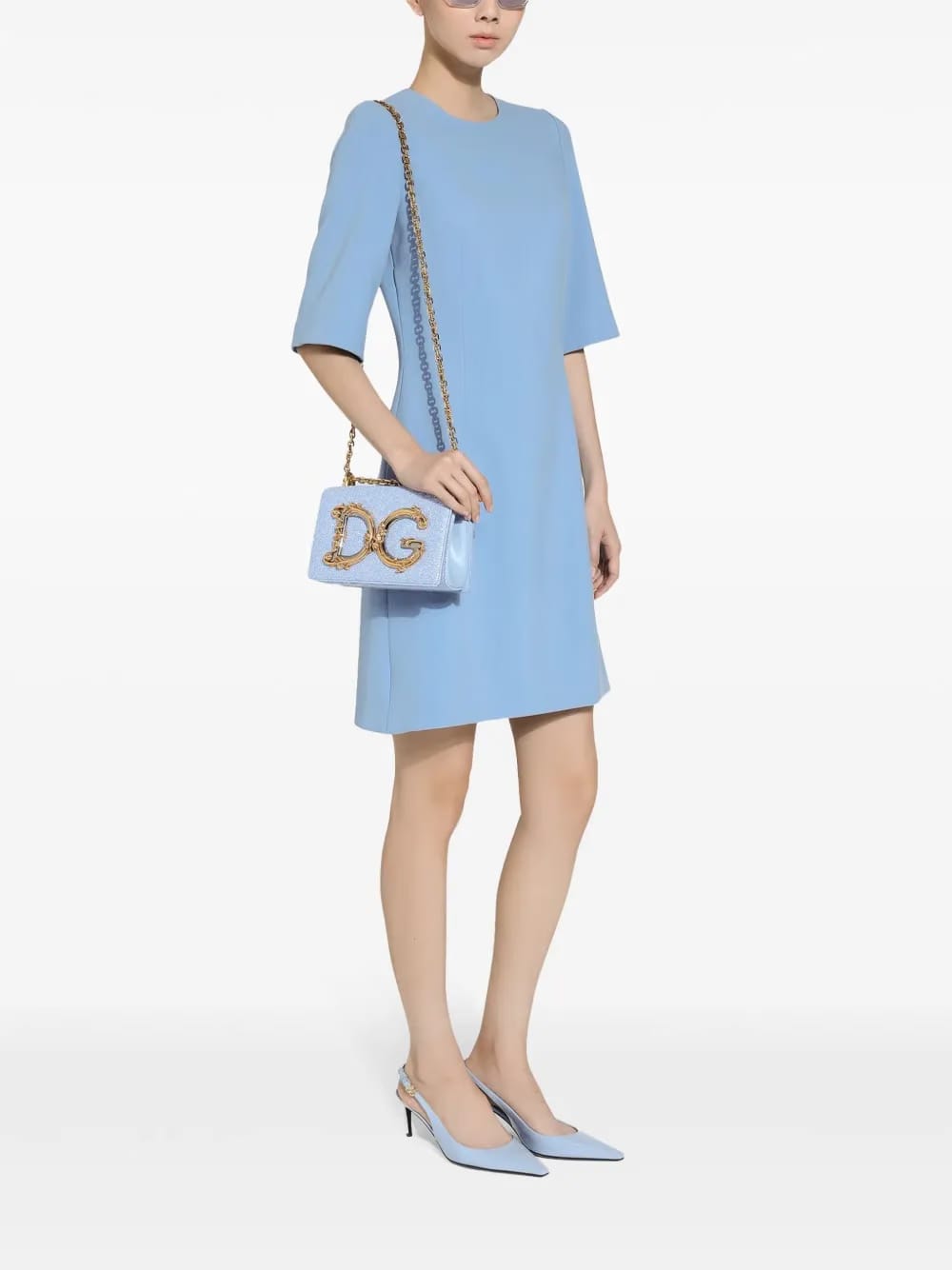 logo plaque bouclé cross body bag