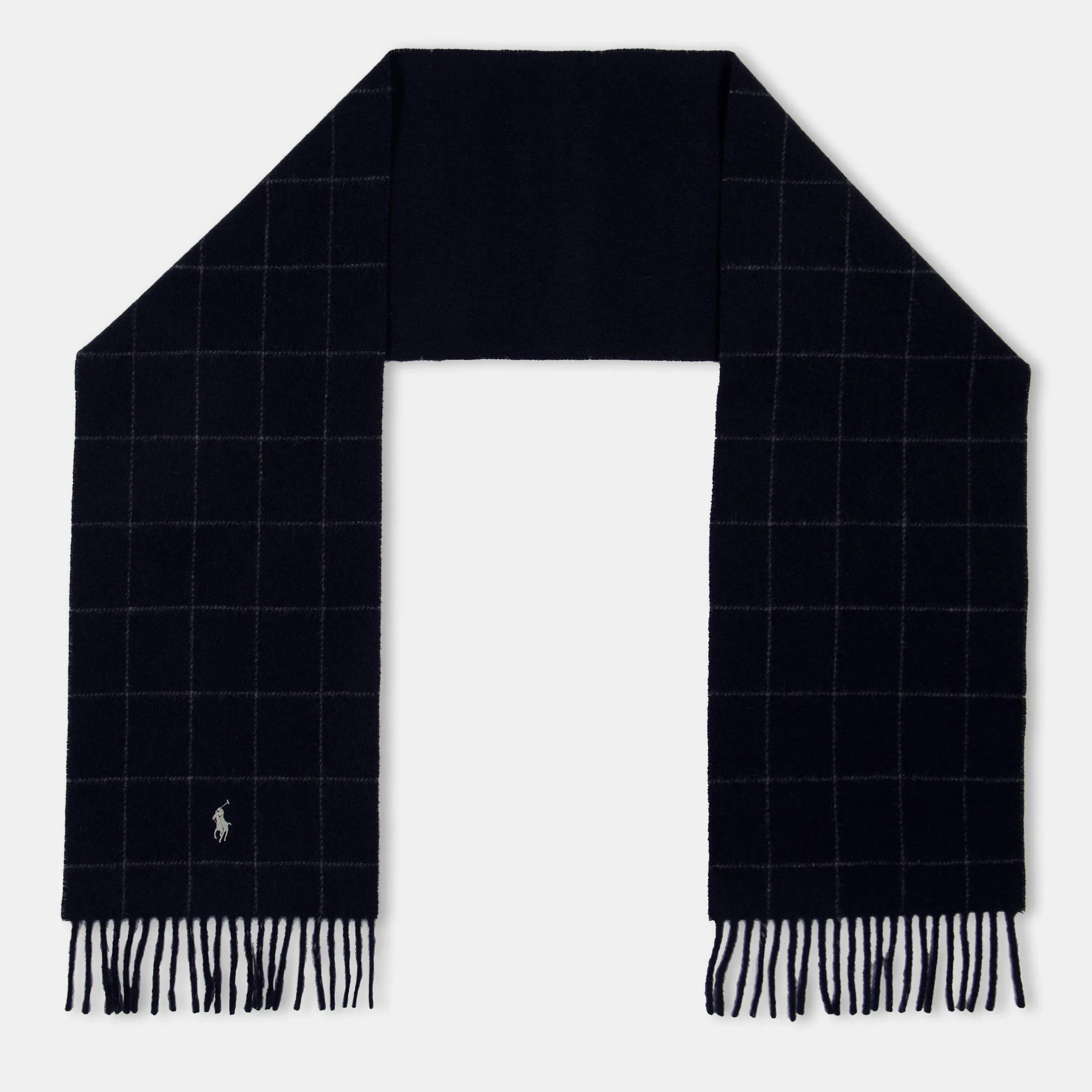 Windowpane Plaid Wool Blend Scarf