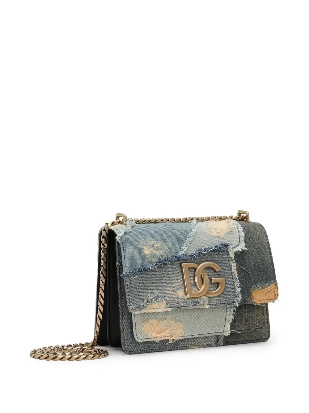 logo plaque denim patchwork cross body bag