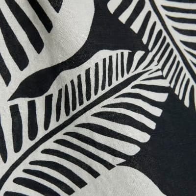 Black Linen Blend Palm Print Tank Top