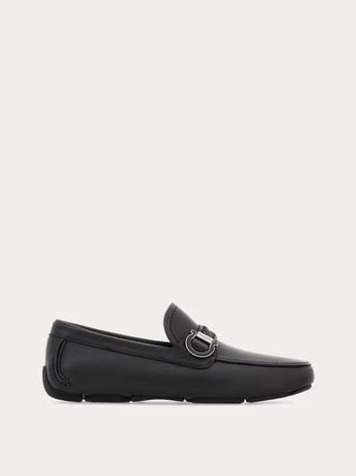 Luxury Black Leather Loafers with Metal Bit Detail