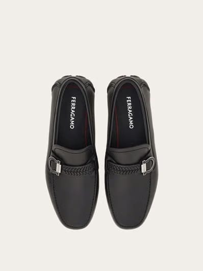 Luxury Black Leather Loafers with Metal Bit Detail
