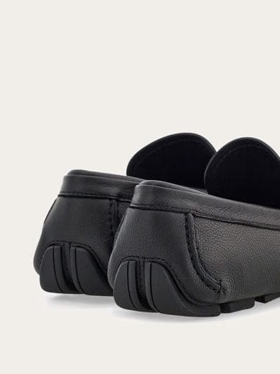 Luxury Black Leather Loafers with Metal Bit Detail
