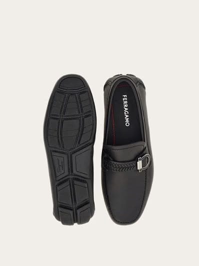 Luxury Black Leather Loafers with Metal Bit Detail