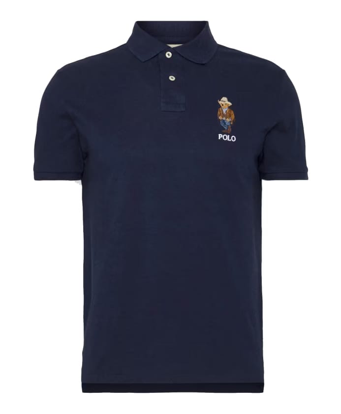 Polo Ralph Lauren Embroidered Cowboy Bear Navy Polo Shirt