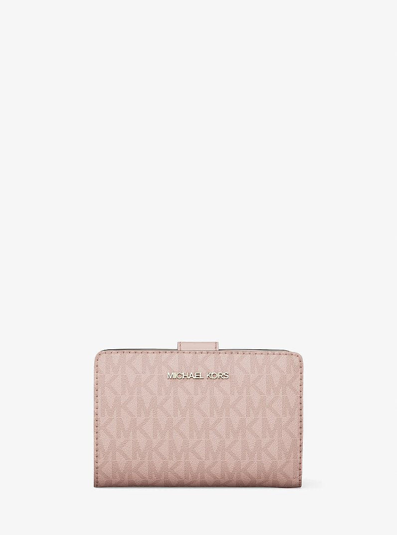 Michael Kors Jet Set Medium Signature Logo Bi-Fold Wallet Powder Blush