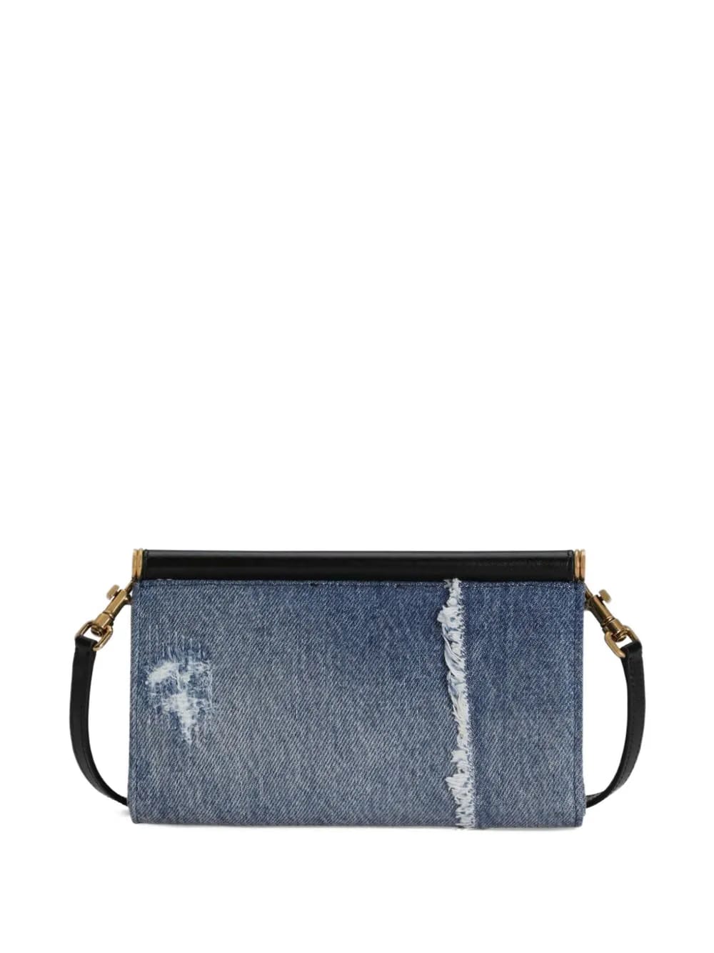 denim patch-embellished mini bag