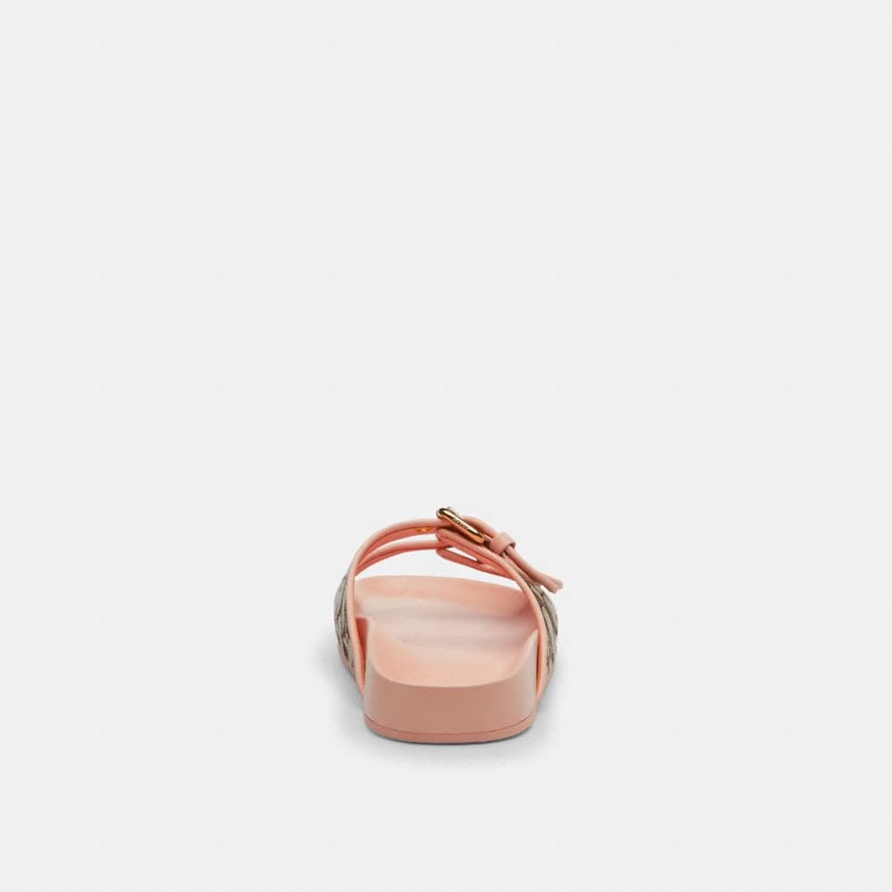 Women's Coach Two Band Buckle Sandal In Signature Jacquard Oak Candy Pink