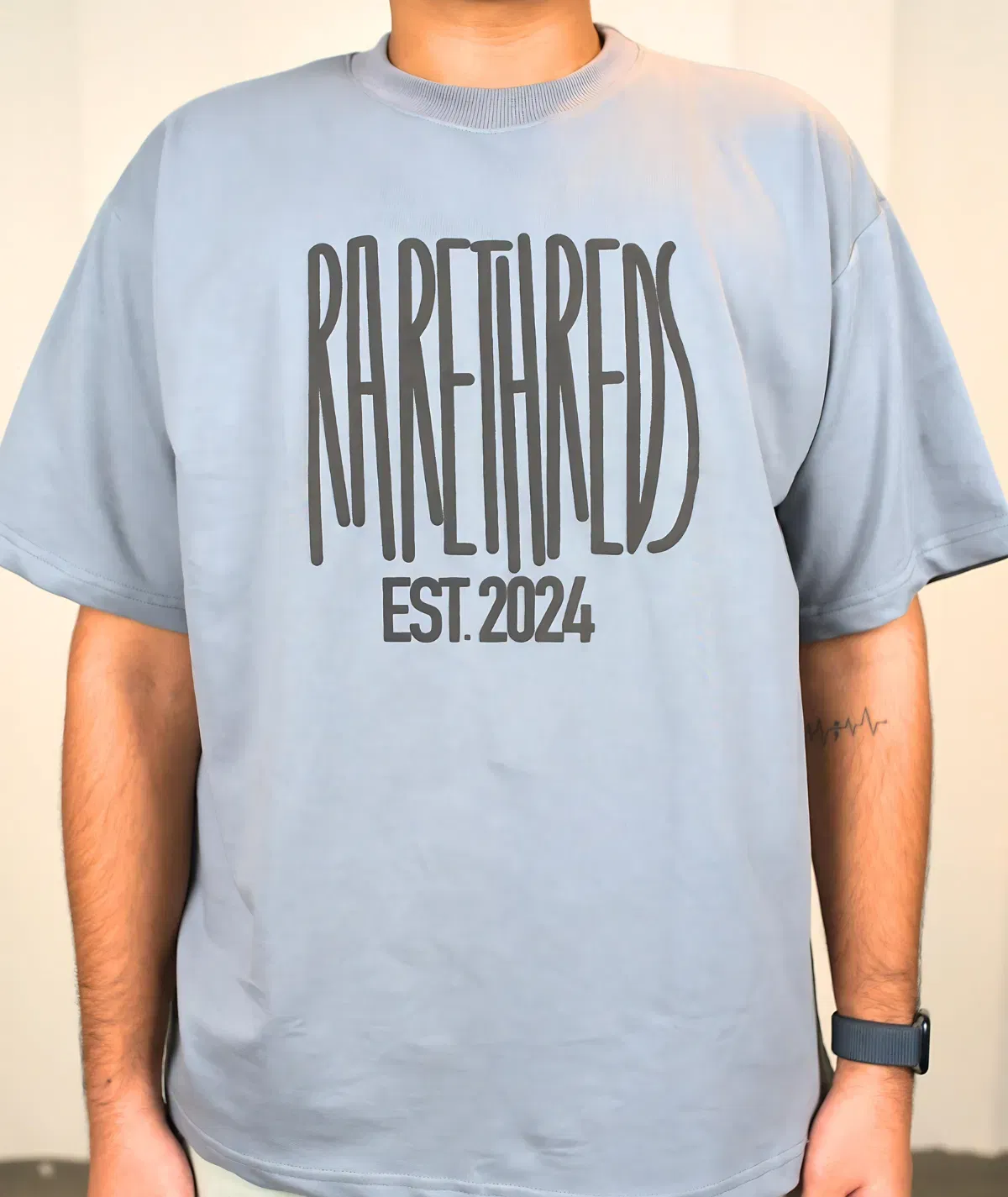 Grey Oversized Round Neck T-shirt