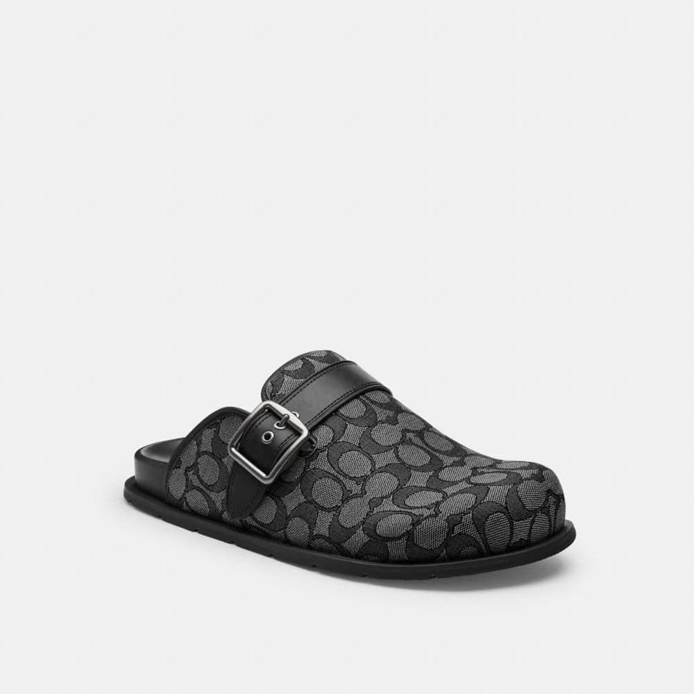 Men's Coach Buckle Clog In Signature Jacquard Graphite Black