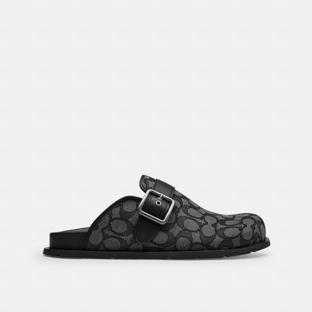 Men's Coach Buckle Clog In Signature Jacquard Graphite Black