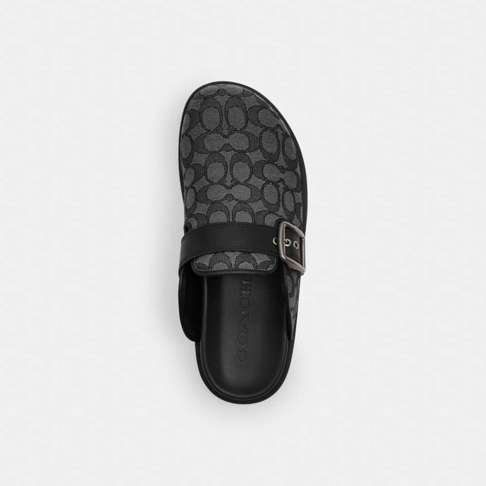 Men's Coach Buckle Clog In Signature Jacquard Graphite Black