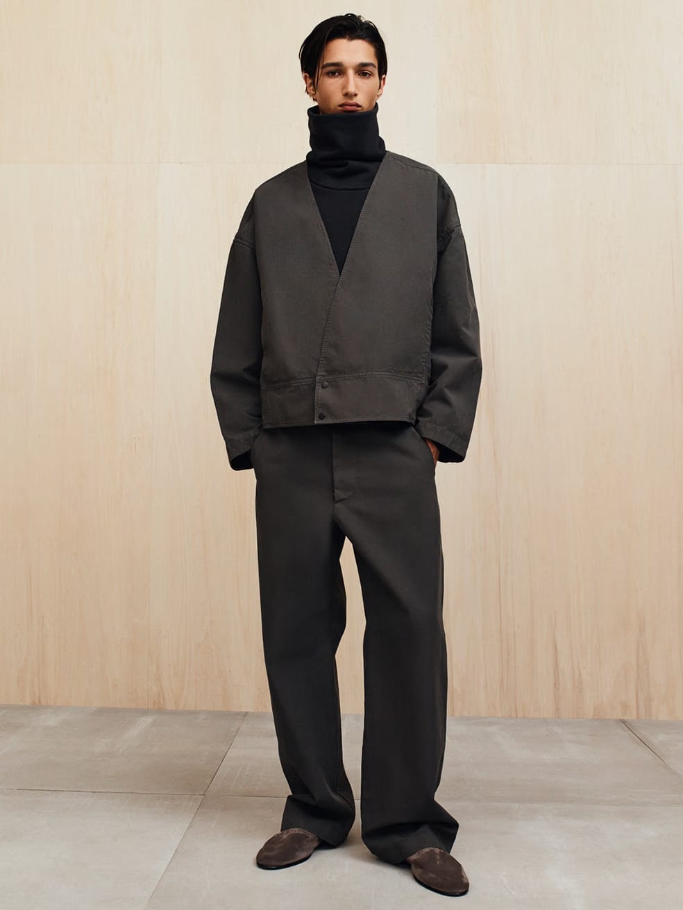 Essentials Garment Dyed Cotton Casual Pant Dark Grey