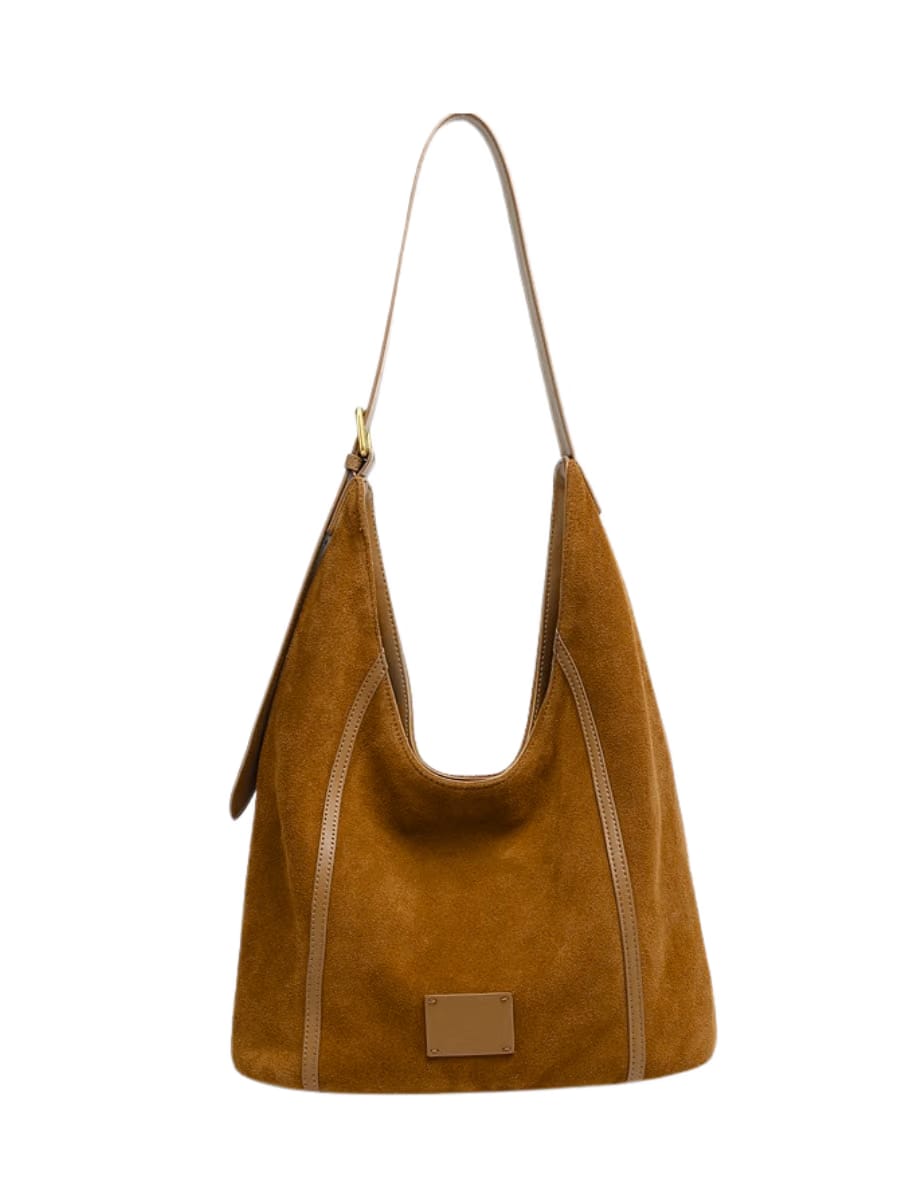 Solene -Ladies suede leather bag, col. Caramel