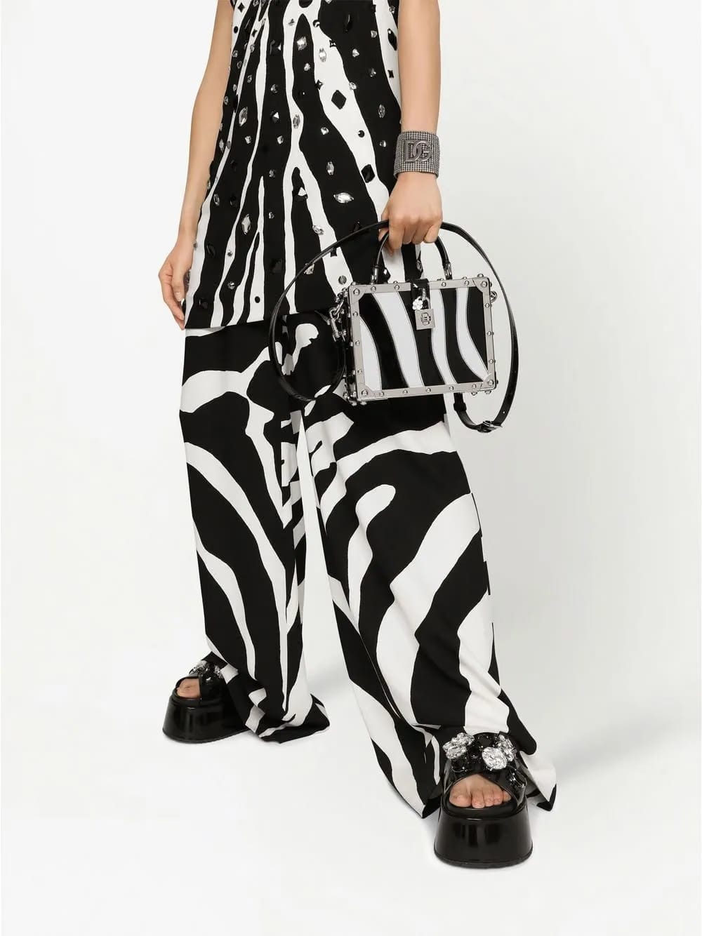 Dolce Box zebra-print top-handle bag