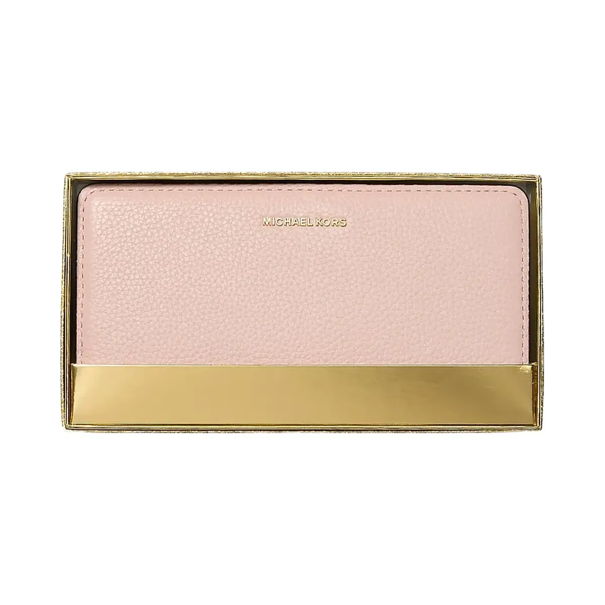 Michael Kors Bryant Large Pebbled Leather Snap-Front Wallet Soft Pink