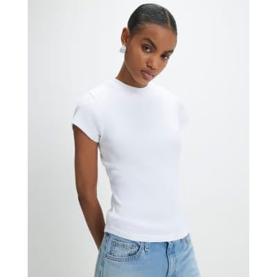 White & Black Ribbed Fitted T-Shirt Multipack