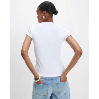 White & Black Ribbed Fitted T-Shirt Multipack