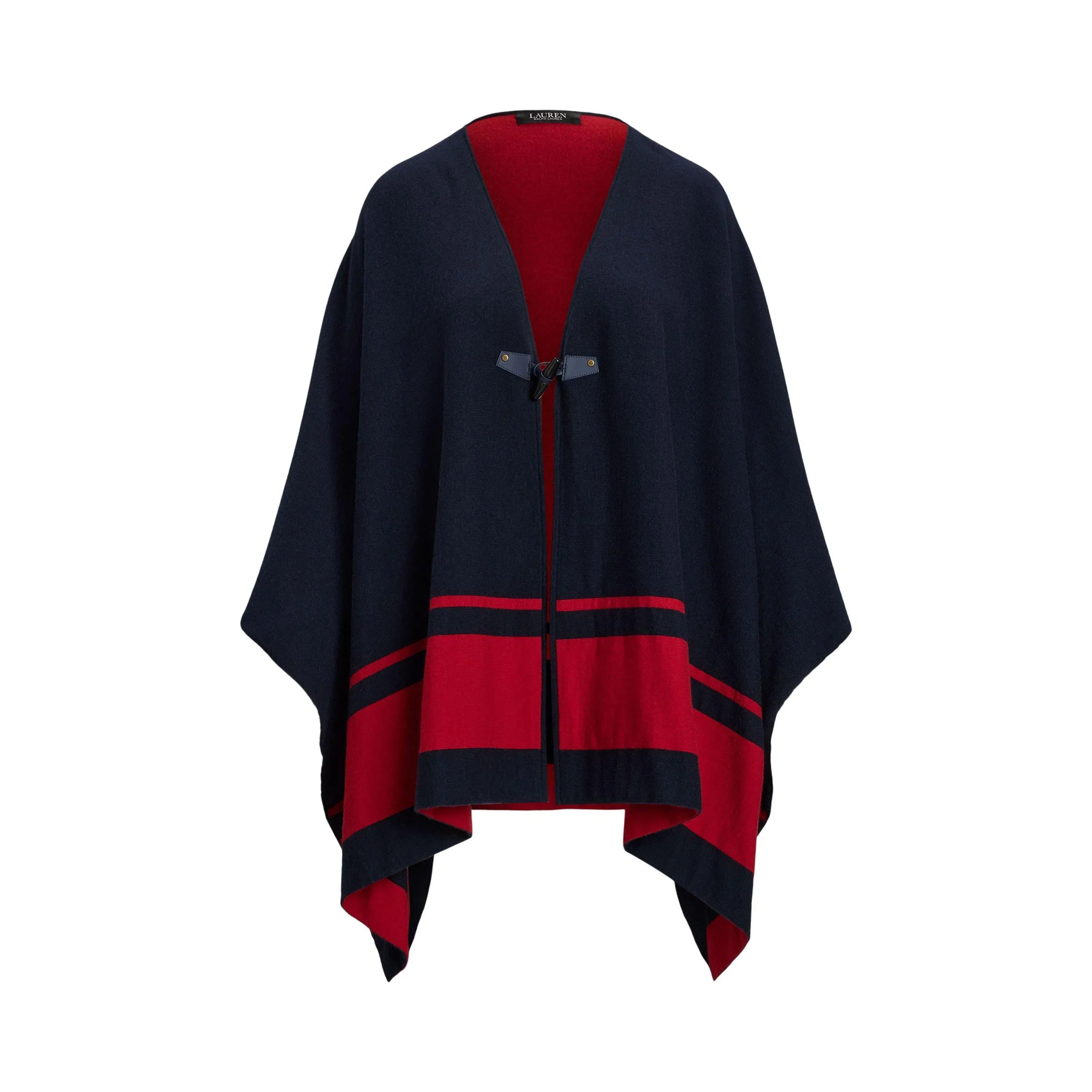 Two-Tone Intarsia Viscose Short Poncho