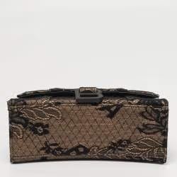 Balenciaga Hourglass XS Black/Nude Lace and Leather Top Handle Bag