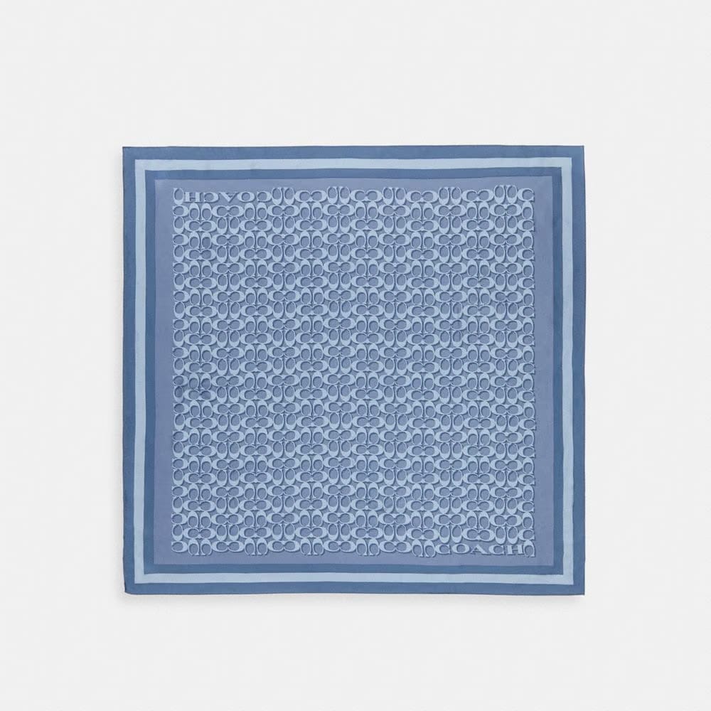 Coach Signature Silk Square Scarf Light Denim