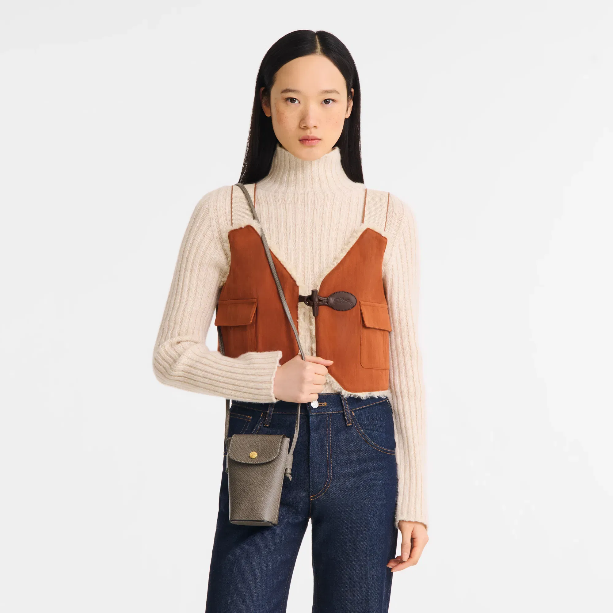 Longchamp Épure Phone case with leather lace Turtledove