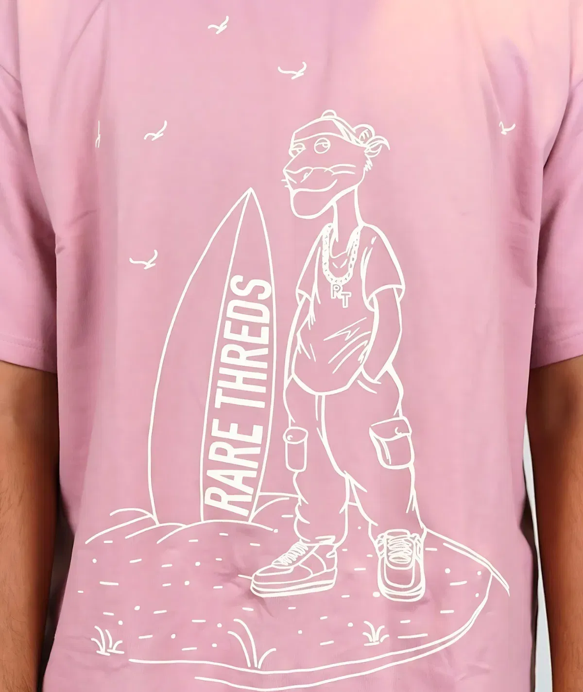 Pink Oversized Round Neck T-shirt